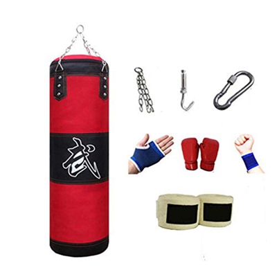 AUTOSwpozo 7 en 1 Bolsa de perforación de Boxeo Conjunto sin Relleno con Cadena Colgante MMA Boxeo Sand Bags Bolsas vacías Punch Speed Formning para M