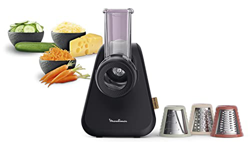 Moulinex Eco respect DJ77EN - Rallador de alimentos Eco Respect de plástico reciclado, 200 W, 3 conos para cortar en rodajas, tiras o ralla, directo a características