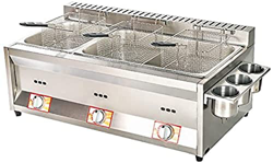 Freidora De Gas De Gran Capacidad, Freidora De GLP De Acero Inoxidable para Uso Doméstico Y Comercial, Potencia De Fuego Ajustable, con Cestas Y Tapas características
