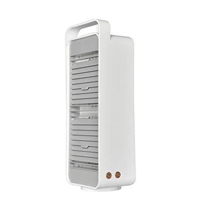 LANRU Ventilador de Escritorio oscilante de Torre pequeña con 3 velocidades, Ventilador de pie Personal Recargable, Ventilador de Mesa USB para Escrit