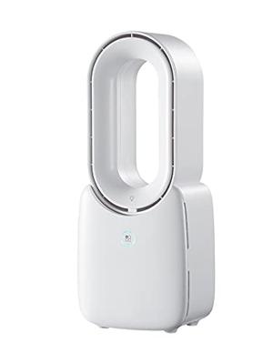LANRU Mini Ventilador sin Cuchillas Recargable USB de Escritorio para el hogar de Oficina portátil Modelo básico Blanco sin luz y batería