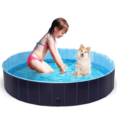 Piscina para Perros, Bañera Plegable para Perros y Gatos, Piscina Plegable de PVC con Fondo Antideslizante, Fuerte y Segura, Piscina para Mascotas Peq
