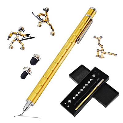Halcyerdu Bolígrafo Magnético, Oro BolíGrafo MagnéTico de Descompresión Bolígrafo Magnético para Regalo Creativo, Bolígrafo con Lápiz Táctil, Regalo p