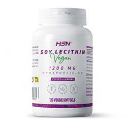 Lecitina de Soja 2400 MG de HSN | 120 Perlas Vegetales ALTO contenido en Fosfolípidos | Lecitina de Soja NO Modificada Genéticamente, Apto Vegano, Sin en oferta