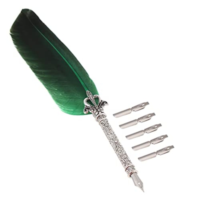 Pluma estilográfica Aprendizaje y suministros de oficina Pluma de tinta Spray Gold con 5pcs Pluma de escritura Herramientas Firma (verde)
