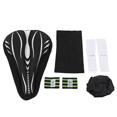 SANON Juego de sillín de Bicicleta ergonómico para Evitar resbalones, Juego de Bicicleta Transpirable para aliviar el Dolor con Cuerda elástica para B