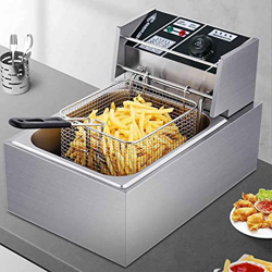 LBSI Freidora de Aceite Eléctrica Comercial de 6L de Acero Inoxidable 2500W Máquina para Freír Patatas Fritas, Alas de Pollo y Aperitivos de Calentami precio