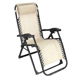 Acan Tradineur - Tumbona Plegable de Acero, reclinable, reposacabezas Acolchado, Tejido Resistente. Color Beige. 90 x 66 x 108 cm. características