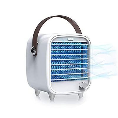 Fiauli Ventilador de Aire Acondicionado, Mini Aire acondicionador portátil Recargable USB con Noche Nocturna, Mango de un Solo Ventilador de enfriamie