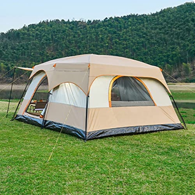 Carpa de la casa Carpas Grandes para Acampar Senderismo Fiesta, Carpa Multifamiliar con Ventanas de Malla, Postes de Acero Resistentes, Doble Capa Imp