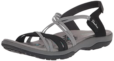Skechers Reggae Slim Takes Two, Sandalias Mujer, Black, 39 EU