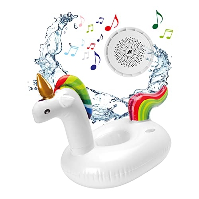 SBS Altavoz inalámbrico Impermeable de 3 W con diseño de Unicornio, Altavoz para Piscina, bañera y Fiesta, Mini Bomba y Cable de Carga incluidos