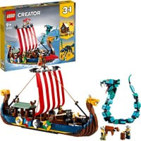 31132 Creator Barco Vikingo y Serpiente Midgard, Juguete 3en1, Juegos de construcción en oferta