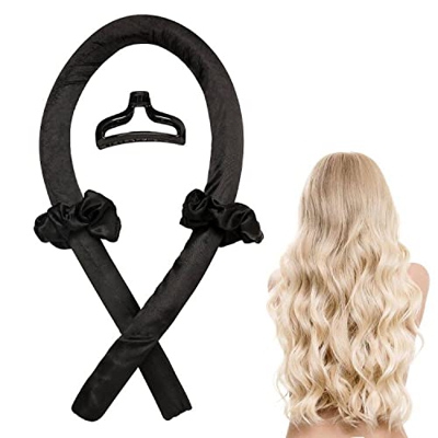 Heatless Curling Rod Cinta para la cabeza, no Heat Silk Curling Ribbbbon, rizador de pelo para estilo DIY, rizador sin calor, con horquilla para pelo 