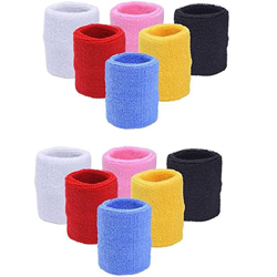 Muñequeras Deportivas,Pulseras de Algodón Sweatband 6 Pares Elastic Pulseras Sweatband para Mujeres Unisex Hombres Bádminton Tenis Fútbol Baloncesto C precio