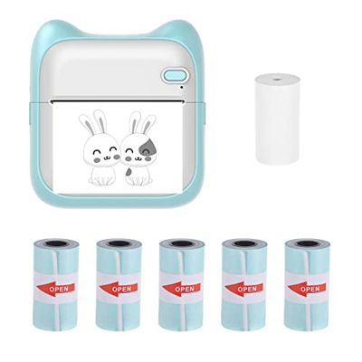 Lechnical Mini Impresora de Fotos de Bolsillo Máquina de impresión térmica portátil 203 PPP Conexión inalámbrica BT para Etiqueta de Imagen Lista de M