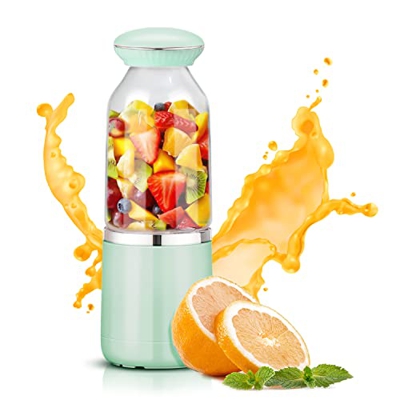 Mini Licuadora Portátil con 6 Cuchillas 500ML Juicer Smoothie Maker USB Recargable Batidoras de Vaso para Fruta, Verdura, Smoothies, Milkshake,verde