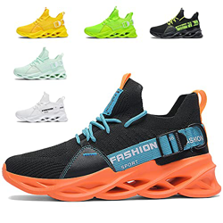 Zapatillas de Deportes Hombre Mujer Zapatos Deportivos Running Zapatillas para Correr Ligero y con Estilo Negro Blanco Gris Dorado G133 Black Orange 4 características