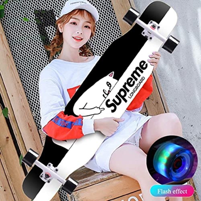 Skateboard de 43 "Complete 7 capas Maple Longboard Double Kick Cóncavo Estándar con ruedas Flash Trucos for adultos Skateboard Boys and Girls Dance To
