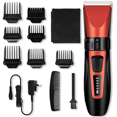 Máquina Cortar Pelo Hombre Recortadora Barba Cortapelos Profesional Recargable Cuchillas de Cerámica con 6 Peines de Fijación, Inalámbrico