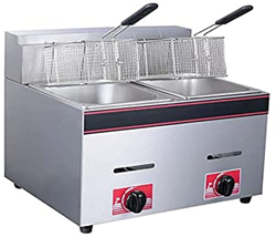Freidora De Gas, Sartén Comercial, Freidora De Máquina De Patatas Fritas, Freidora Rápida De Doble Tanque De Freidora Francesa De Acero Inoxidable con precio
