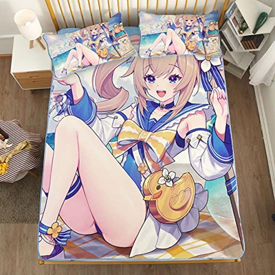 ACOSDARY Impacto de Genshin: Bárbara vestido corto de verano Colchón, Microfibras de impresión 3D Alfombrilla de seda de hielo de anime, almohadilla d
