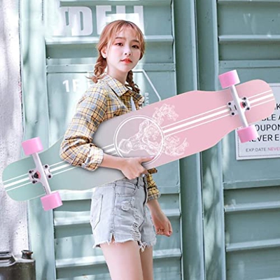 Xinduolei -Skateboard Longboard Beginner Youth Youth Street 43"Complete Pro Skateboard Double Kick Cóncavo 7 Capa Madera Madera Deck Boys y Girls Danc