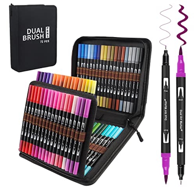 Rotuladores Lettering, Gelanty 72 Colores Rotuladores punta pincel kit, Rotuladores Doble Punta, Rotuladores Punta Fina, Brush Pen para Bullet Journal
