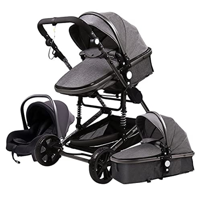 Sillas de Paseo Cochecito de Bebé 3 en 1 Triciclo Baby Walker Cochecito de Alto Paisaje Cochecitos Plegables Carrito de Bebé para Bebé 0-36 Meses (GRE