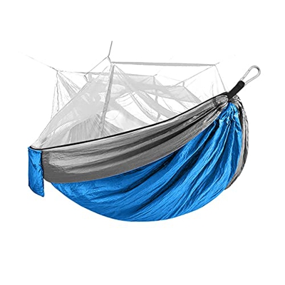 TRMF Hamaca con mosquitera, hamaca ligera de 200 kg, para 2 personas, para exteriores, 260 x 140 cm, color azul