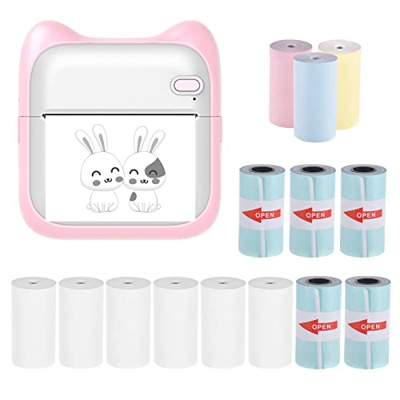 Lechnical Mini Impresora de Fotos de Bolsillo Máquina de impresión térmica portátil 203 PPP Conexión inalámbrica BT para Etiqueta de Imagen Lista de M