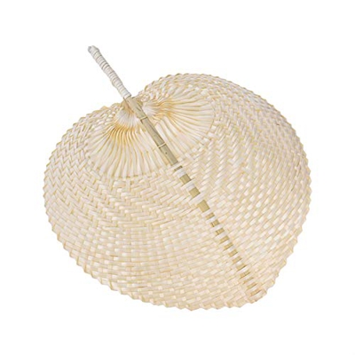 JIJIE Ventilador De Verano, Ventilador Tejido De Bambú En Forma De Corazón Hecho A Mano Puro De Bricolaje