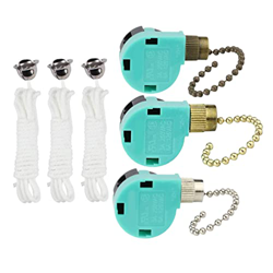 Liummrcy Interruptor del Ventilador de Techo, Interruptor de Cadena de extracción, Extensor de Cremallera, Control de 3 velocidades de Control de 3 ve en oferta