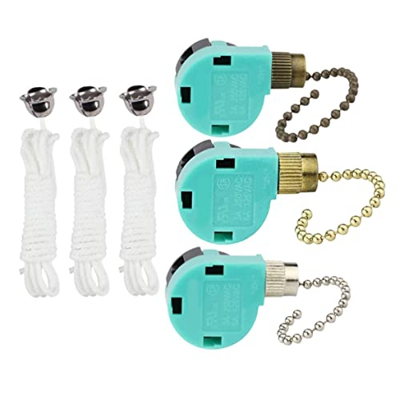 Liummrcy Interruptor del Ventilador de Techo, Interruptor de Cadena de extracción, Extensor de Cremallera, Control de 3 velocidades de Control de 3 ve
