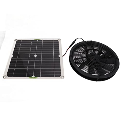 Bediffer Kit de Ventilador de Panel Solar, Ventilador de Enfriamiento de 10 Pulgadas de Diámetro Potente Protección de Malla de Hierro de 100 W Ventil