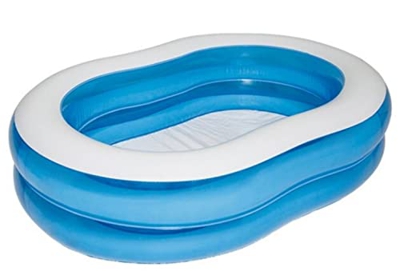 Piscina Hinchable 2 Anillos Diseño Ovalado de Azul ,Piscina Niños 150 X 100 X 20 cm