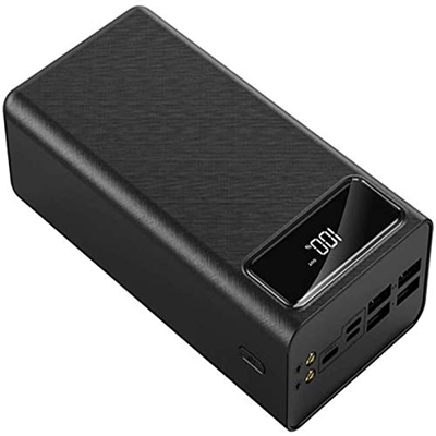 Banco de energía de Alta Capacidad, batería Externa de Carga rápida de 2.1 A y Paquete de batería de Capacidad portátil con Pantalla LCD y 4 USB y 2 L