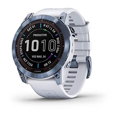 Reloj Garmin fnix 7X Edición Sapphire Solar con Bisel Titanio Azul y Blanco, 010-02541-15.