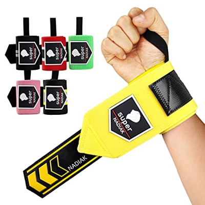 super NADIAK®Pulseras Gimnasio-Pulseras Profesionales-Puños Gimnasio Resistentes-Muñequeras Levantamiento de Pesas,Wrist Wraps Bodybuilding,Powerlifti