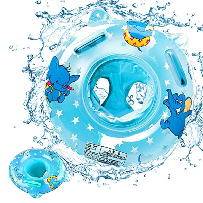 Flotador para bebé, flotador hinchable para bebés a partir de 5 meses (elefante azul)