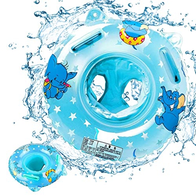 Flotador para bebé, flotador hinchable para bebés a partir de 5 meses (elefante azul)