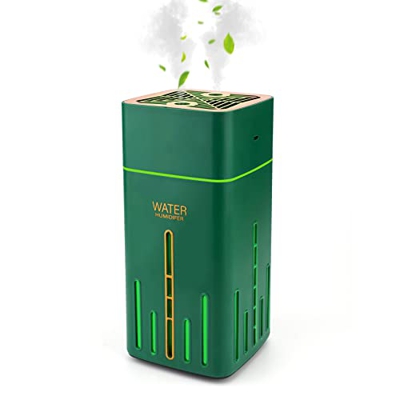Humidificador USB de 1000 ml, humidificador con función de luz nocturna multicolor, silencioso (< 35 dB), temperatura constante, antiquemaduras secos,