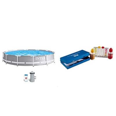 Intex 26712NP - Piscina Desmontable Redonda Prism Frame con depuradora + QUIMICAMP 209080 - Kit Analisis Oto Y Ph