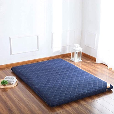 OMKUOSYA Colchón de futón japonés Tradicional, colchón de Campamento Azul/Gris/Camello, Almohadilla de colchón de Tatami de 8 cm, Alfombra de Piso Ple