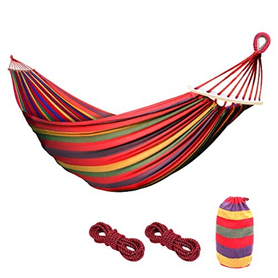Hamaca para exterior de algodón, hamaca doble para interior, exterior, balcón, jardín, camping, playa, tejido de lona resistente con una capacidad de 