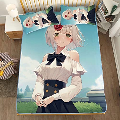 ACOSDARY Impacto de Genshin: Noelle Hombros Descubiertos Colchón, Microfibras de impresión 3D Alfombrilla de Seda de Hielo de Anime, Almohadilla de en