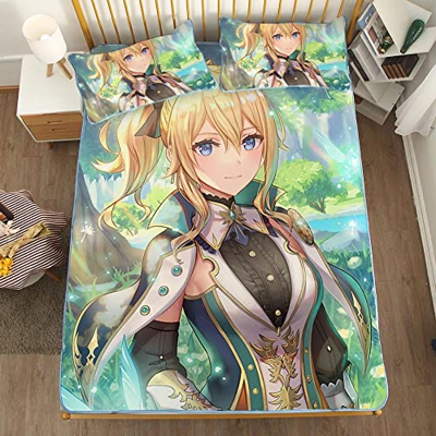 ACOSDARY Impacto de Genshin: Jean gunhildr Aliento de la Naturaleza Colchón, Microfibras de impresión 3D Alfombrilla de Seda de Hielo de Anime, Almoha