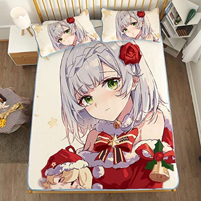 ACOSDARY Impacto de Genshin: noelle Traje de Navidad Colchón, Microfibras de impresión 3D Alfombrilla de seda de hielo de anime, almohadilla de enfria