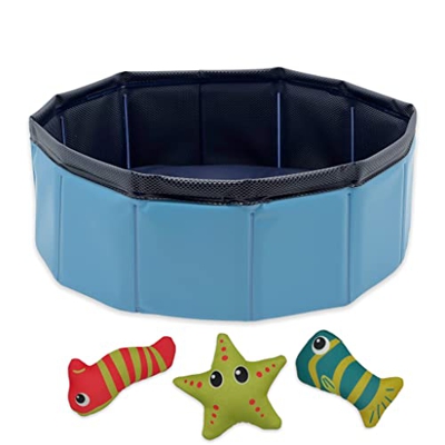 Piscina para gatos, piscina para gatos, piscina para gatos, piscina plegable de PVC, antideslizante, resistente al desgaste, diámetro 30 x 10 cm, colo