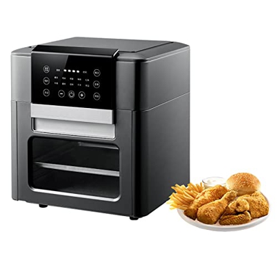 Freidora de aire para el hogar de 12 l, pantalla digital LED inteligente, ventana de vidrio visible de 2 capas, bajo nivel de ruido, fácil de limpiar,